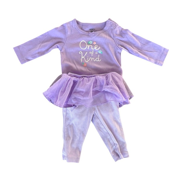 Carter’s Baby Girl "One of a Kind" Tutu Bodysuit & Leggings Set - Size 6 Months - Picture 1 of 11